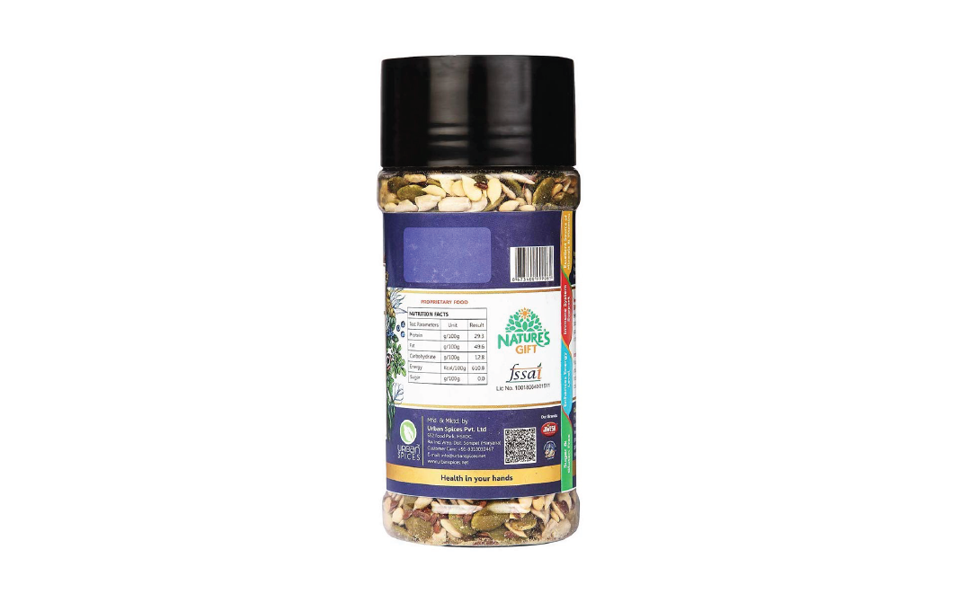 Healthy Planet Superseeds-4 Roasted Seed Mix Pumpkin-Flax-Watermelon-Sunflower   Plastic Bottle  250 grams